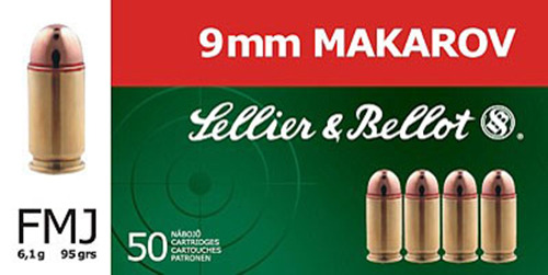 Ammunition Sellier&Bellot Pistol 9mm S&B 9MM MAKAROV 95GR FMJ 50/1000 • Model: Pistol